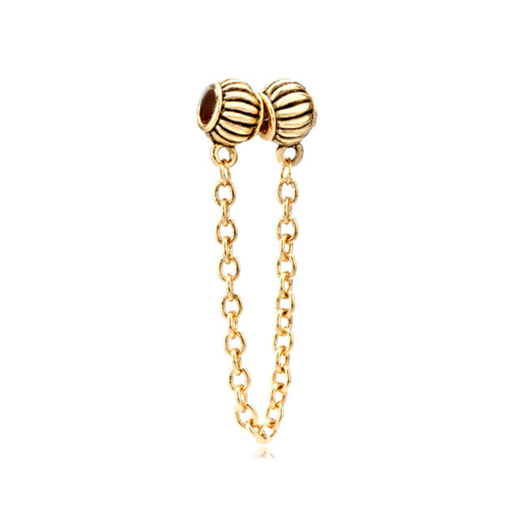 Pugster 18kt Gold Plated Charm Bracelet Safety Chain - Fits Pandora - Picture 2 of 2